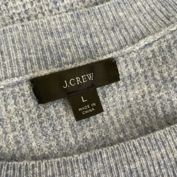 J. Crew Waffle Crewneck Sweater Large Supersoft Yarn Alpaca AU299 Oversized - Picture 6 of 7